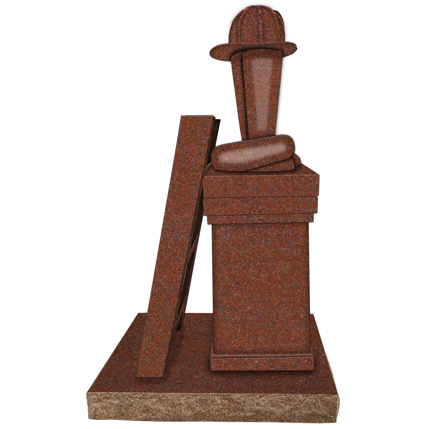 Cremation - Firefighter Pedestal - India Red - Back - Blank