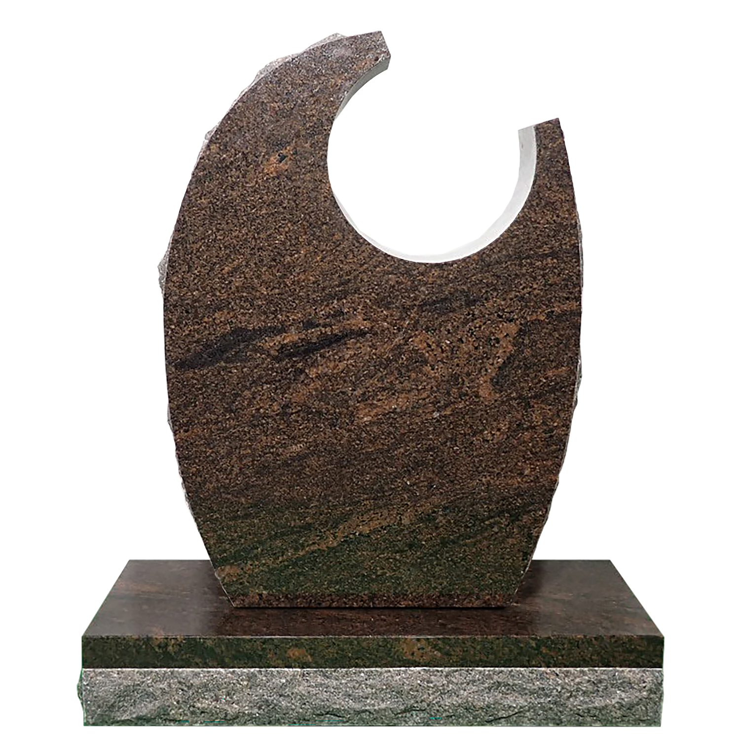 Back of Oval Starburst upright monument shown without optional Bronze Birds