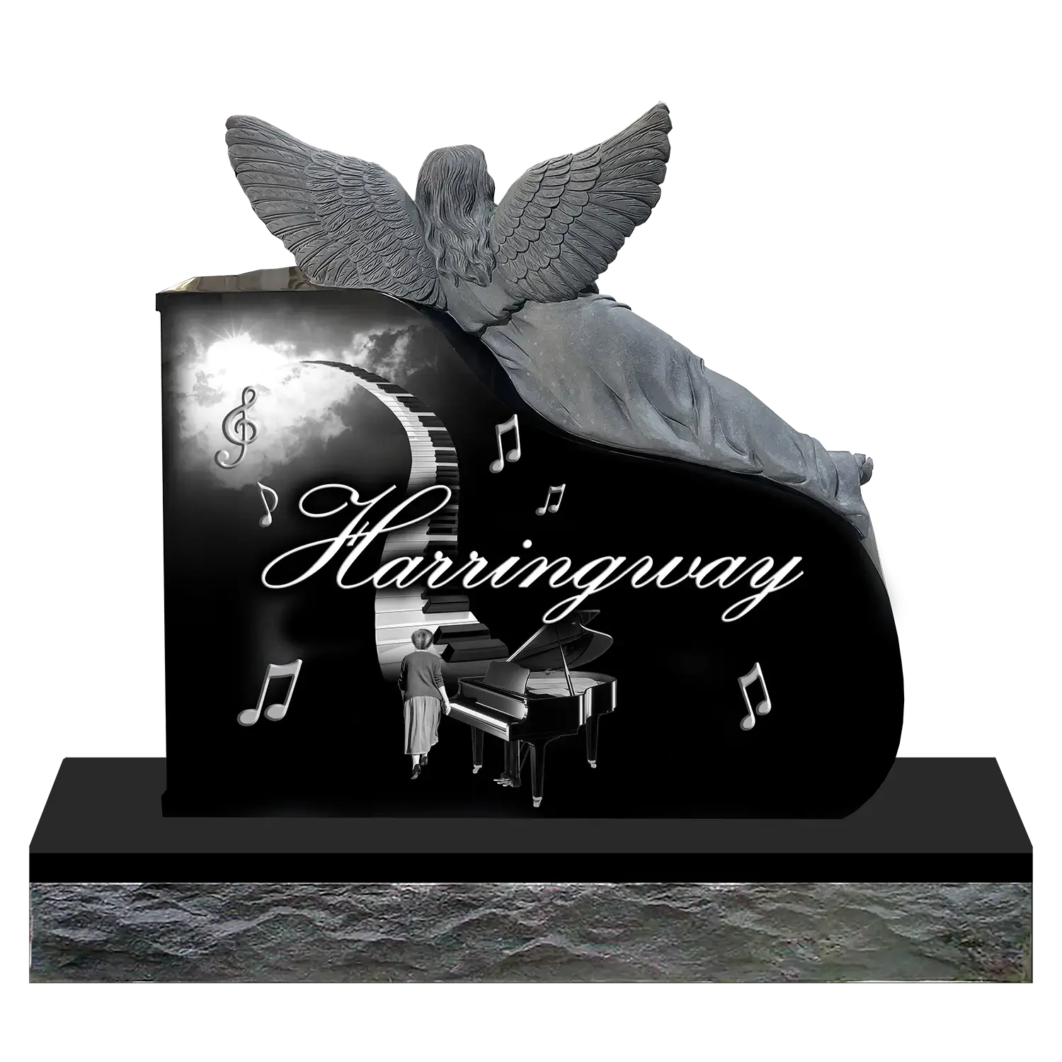 Angel Piano - Jet Black - Back - All Laser Example