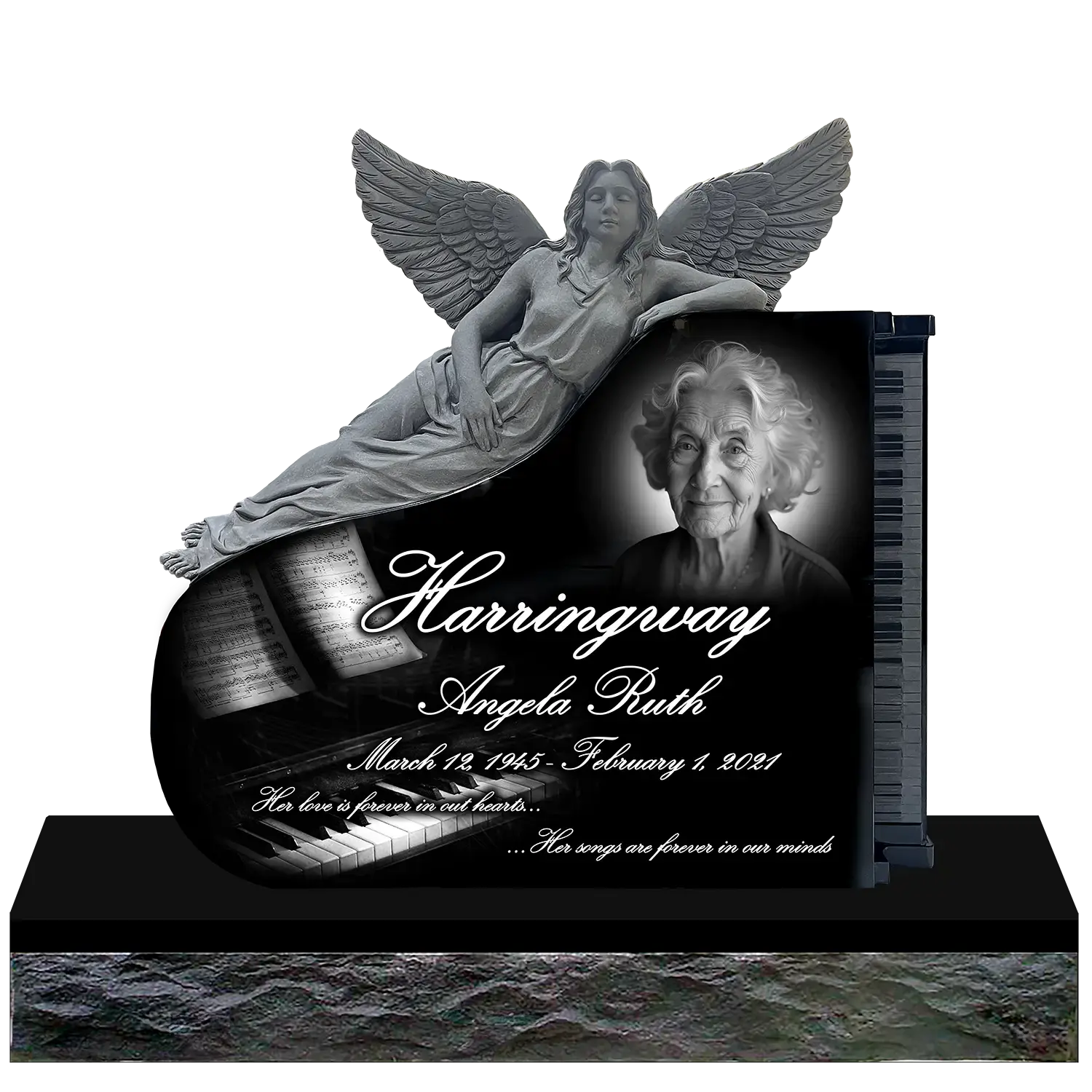 Angel Piano - Jet Black - Front - All Laser Example