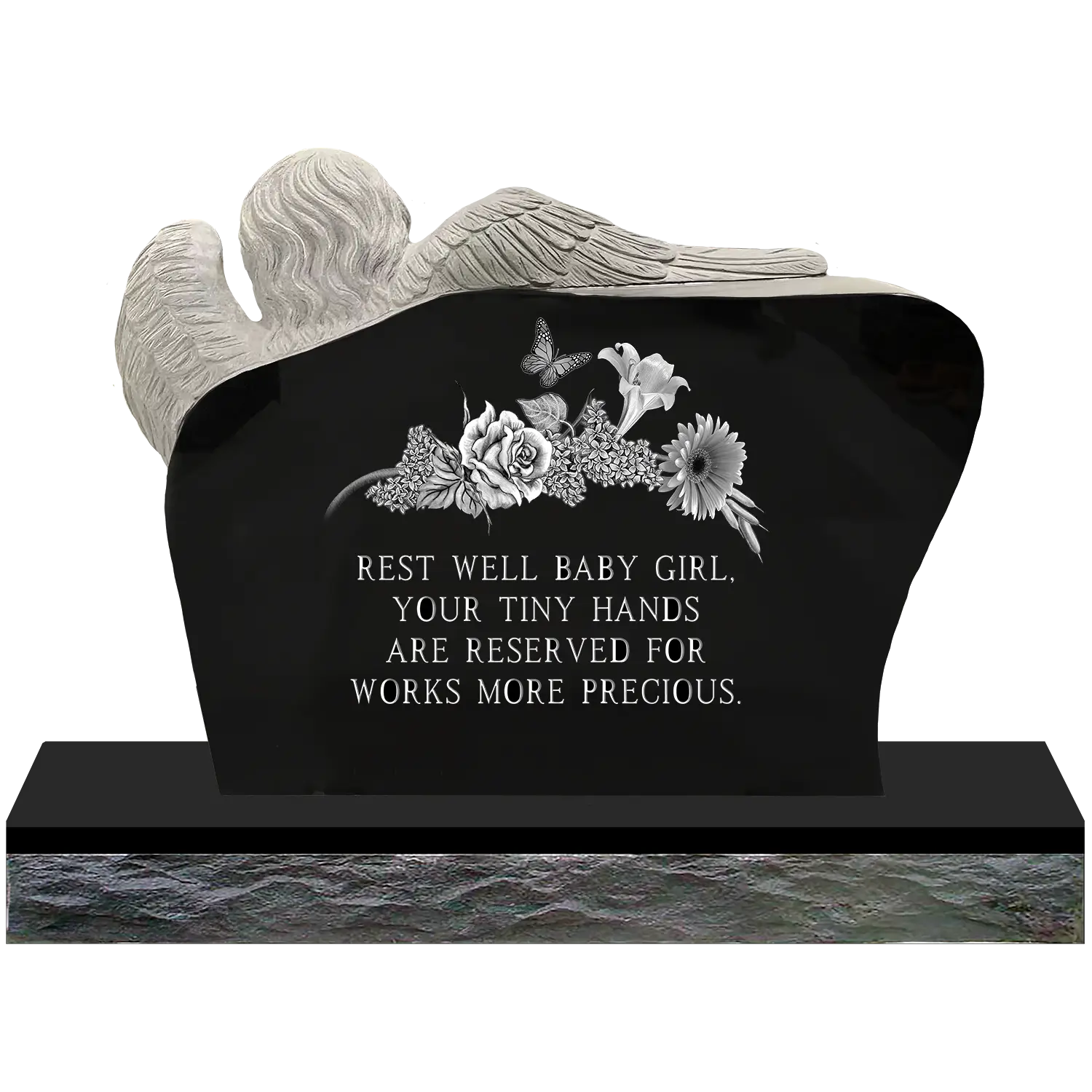 Cherub Reading - Jet Black - Back - Sandblast and Laser Example