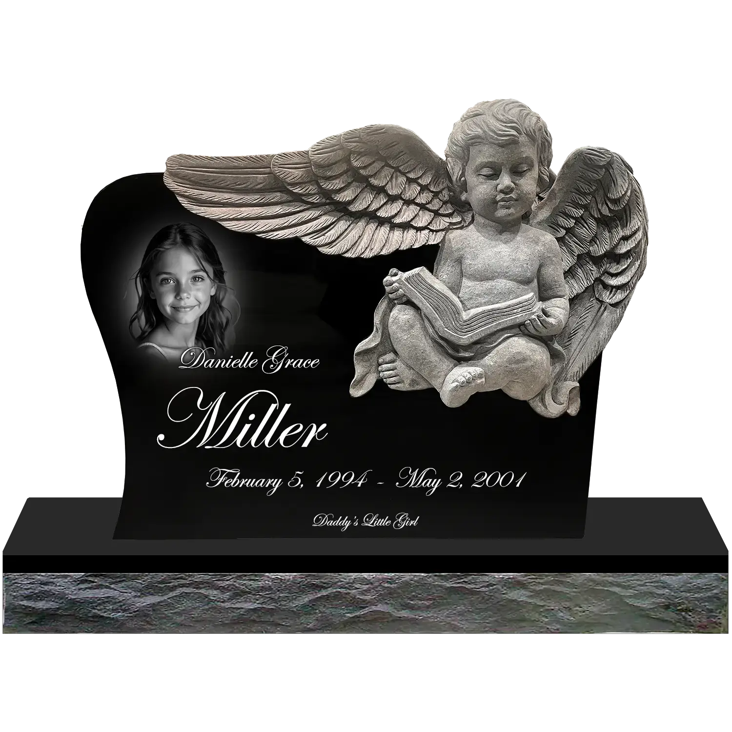 Cherub Reading - Jet Black - Front - All Laser Example
