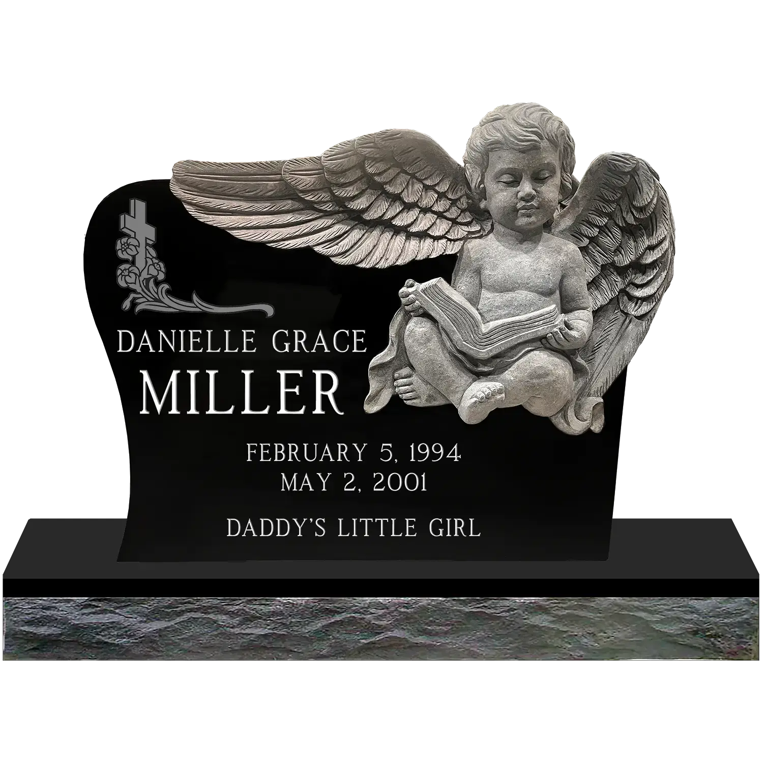 Cherub Reading - Jet Black - Front - All Sandblast Example