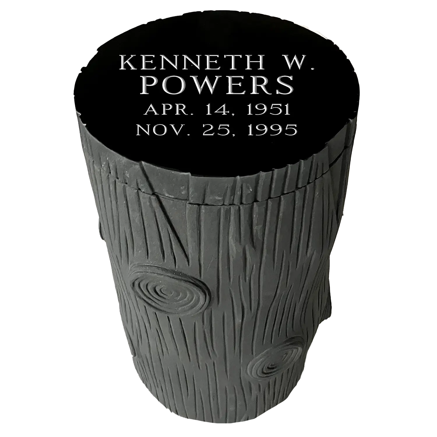 Cremation - Log - Jet Black - Top - All Sandblast Example