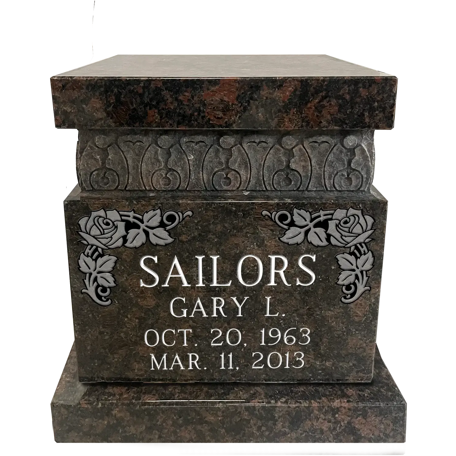 Cremation - Single Niche Box - Tan Brown - Front - Sandblast Example