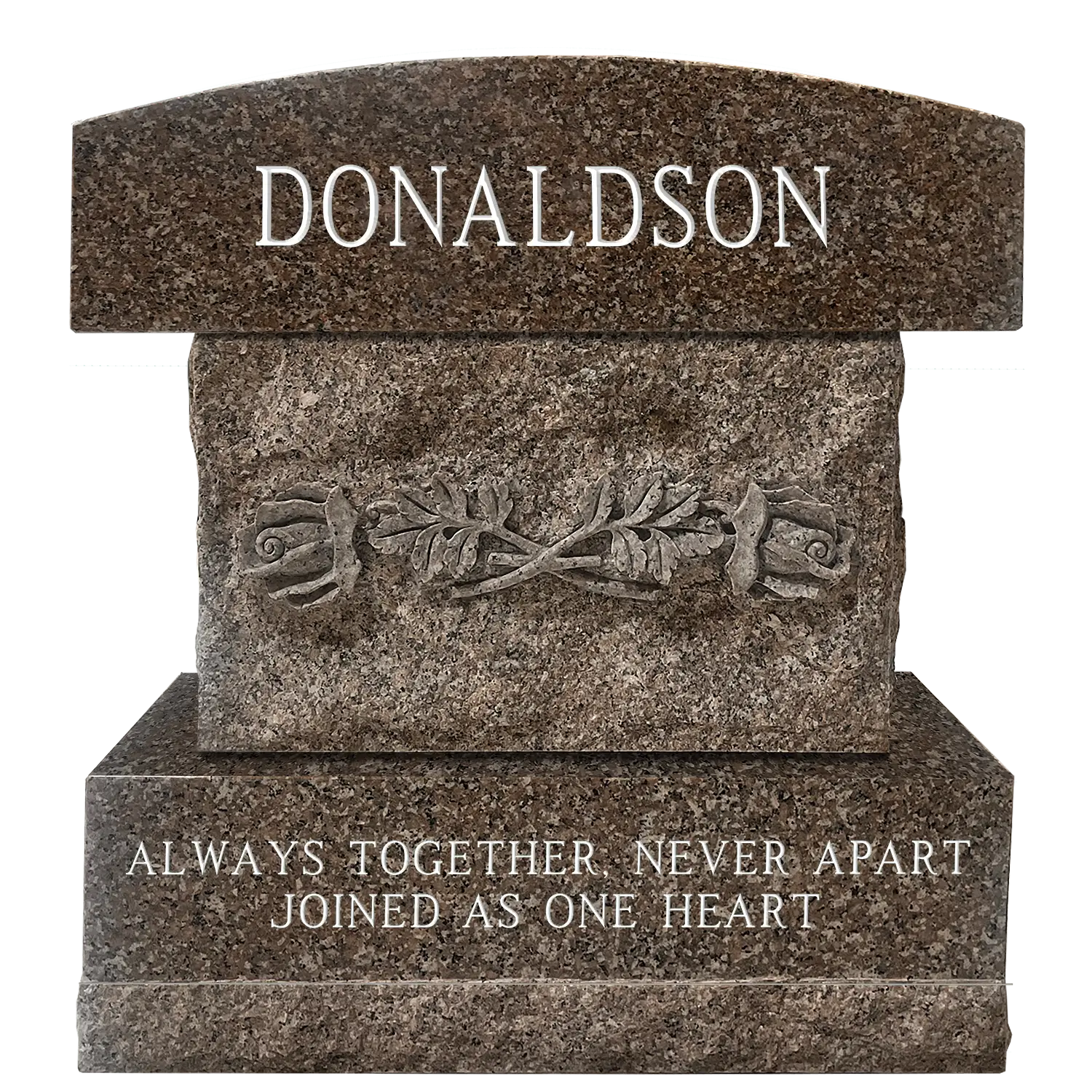 Cremation - Stacked Monument - Imperial Rose - Back - Sandblast Example