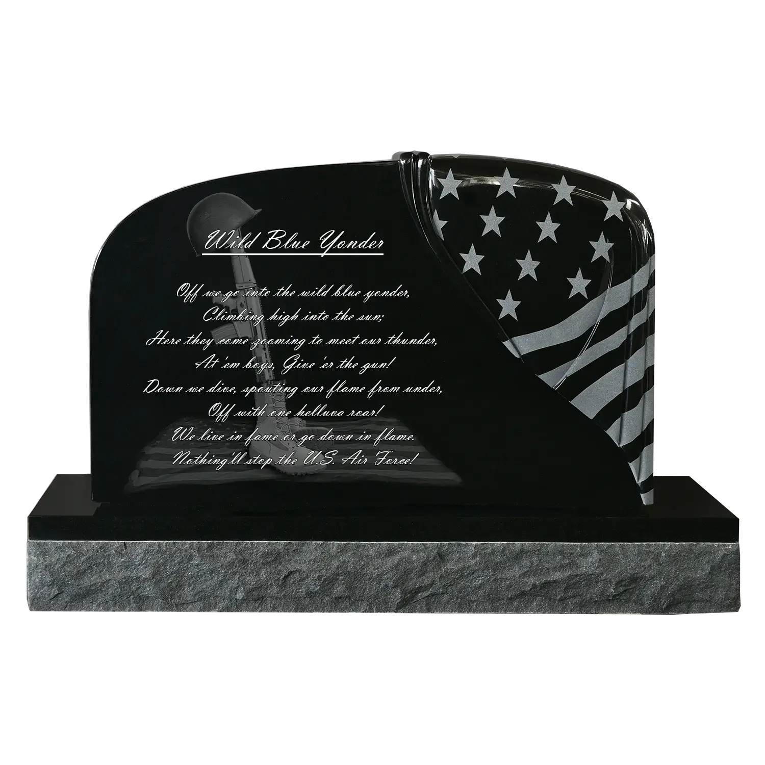 Draped Flag in Jet Black, Companion Size, Laser Design example