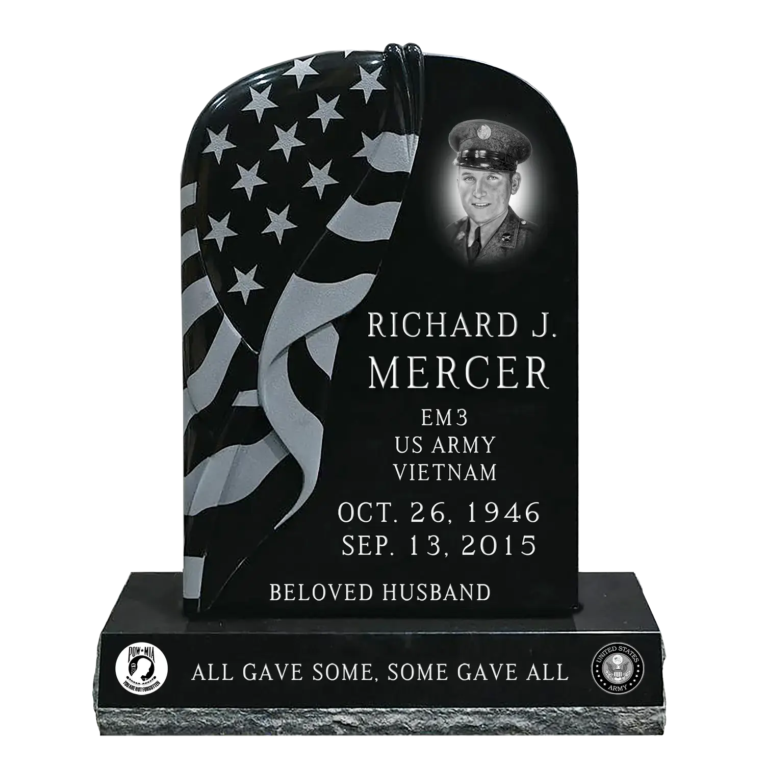 Draped Flag in Jet Black, Laser Design example