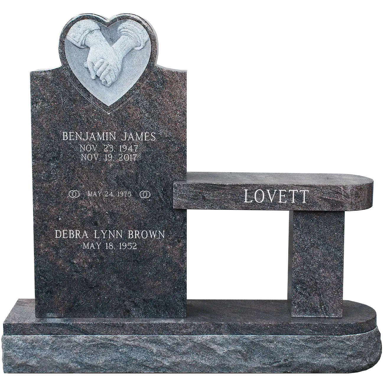 Heart Bench - Paradiso - Front - Sandblast Example