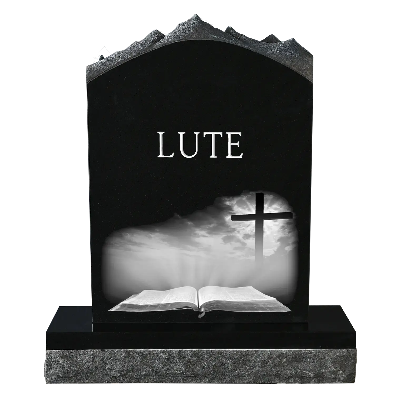 Mountain - Jet Black - Back - Sandblast and Laser Example